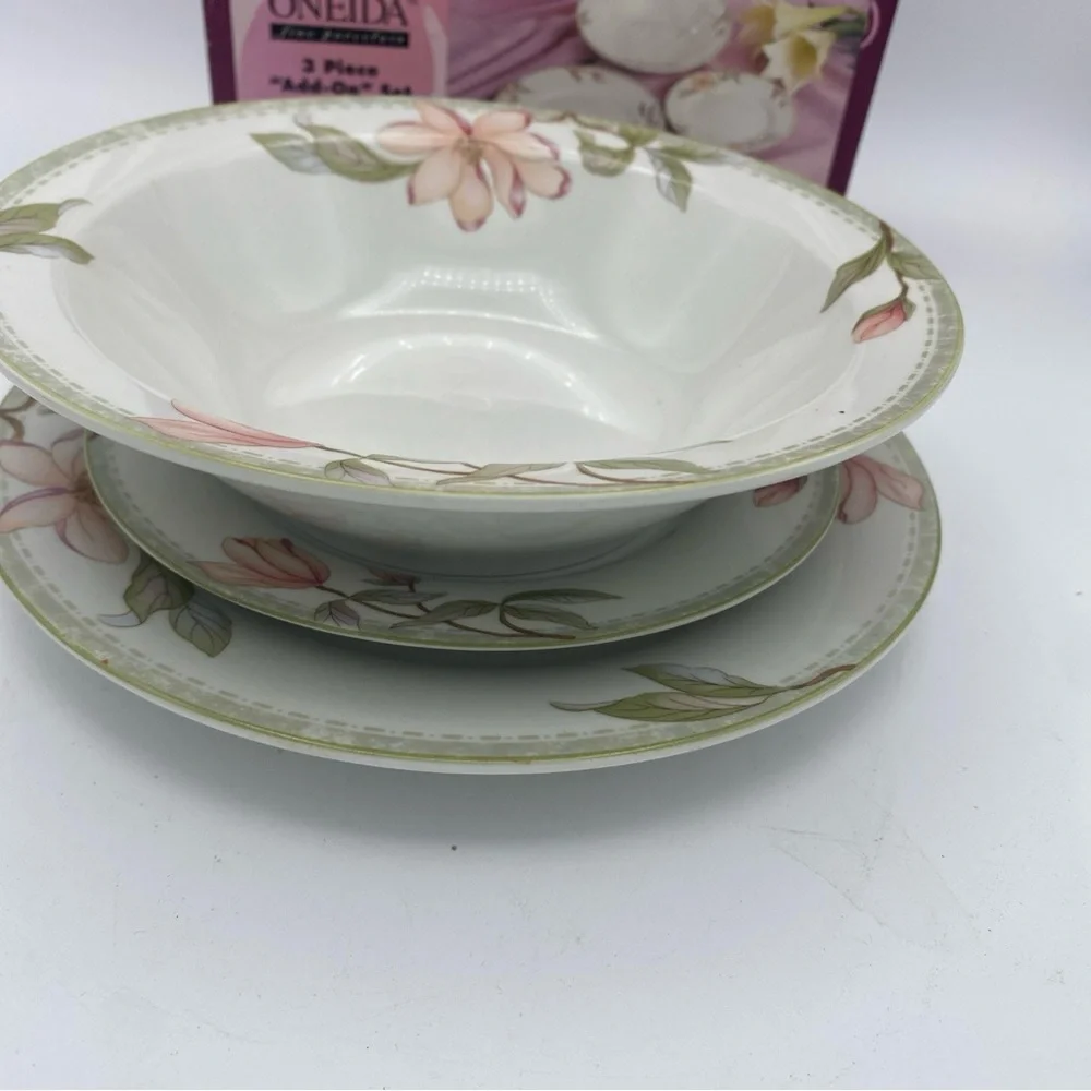 3pc add on set Oneida Porcelain Savannah salad plate soup bowl bread plate